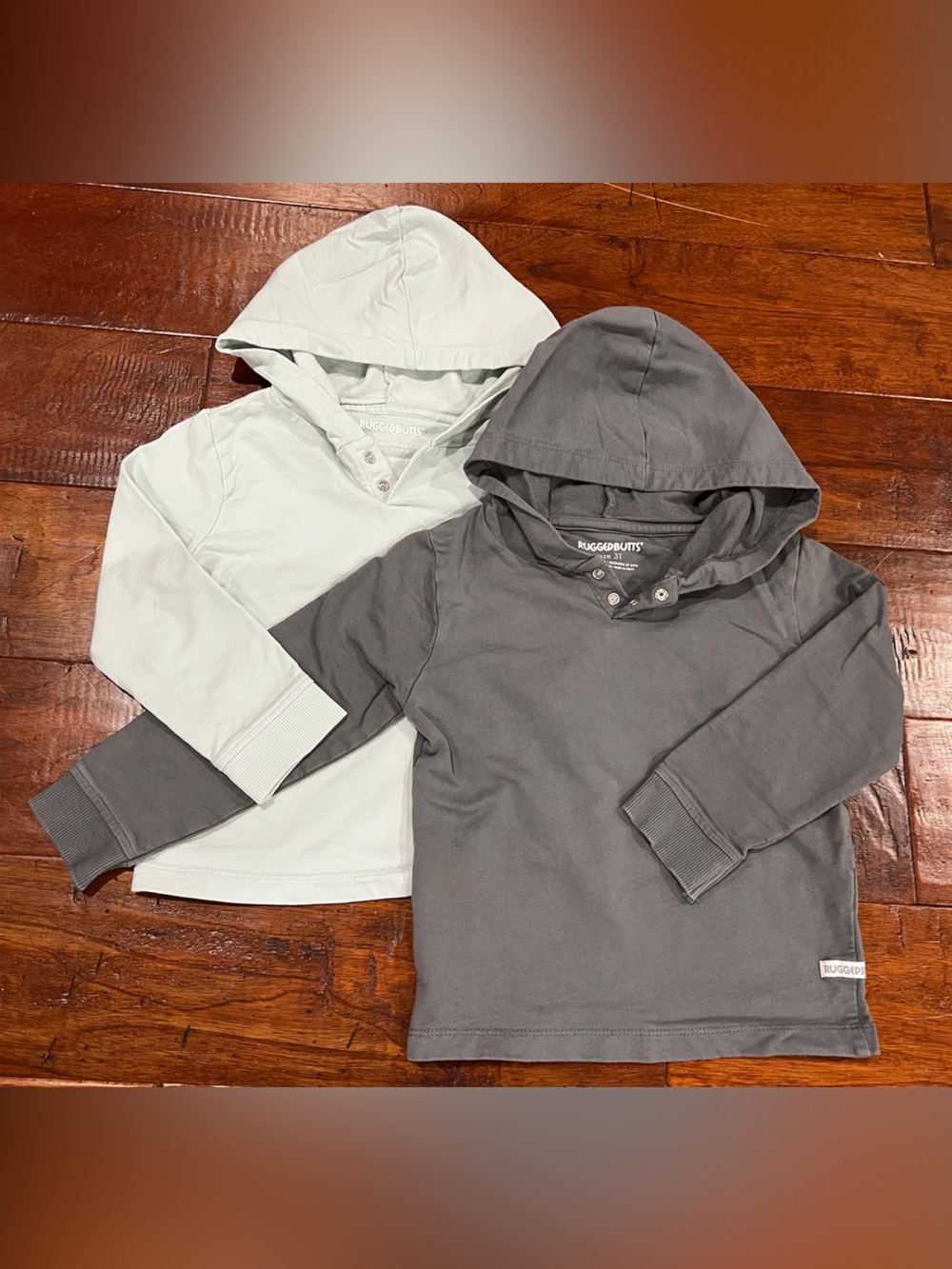 RuggedButts Kids Hooded Pullover Sweatshirt - Gray and Light Sage